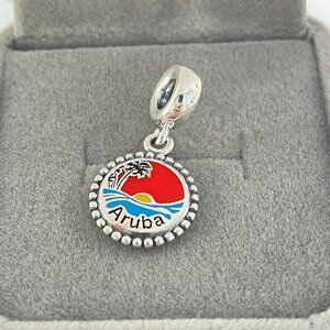 Pandora Destinations Charm Aruba Yellow Two-Sided CZ Sterling Pendant